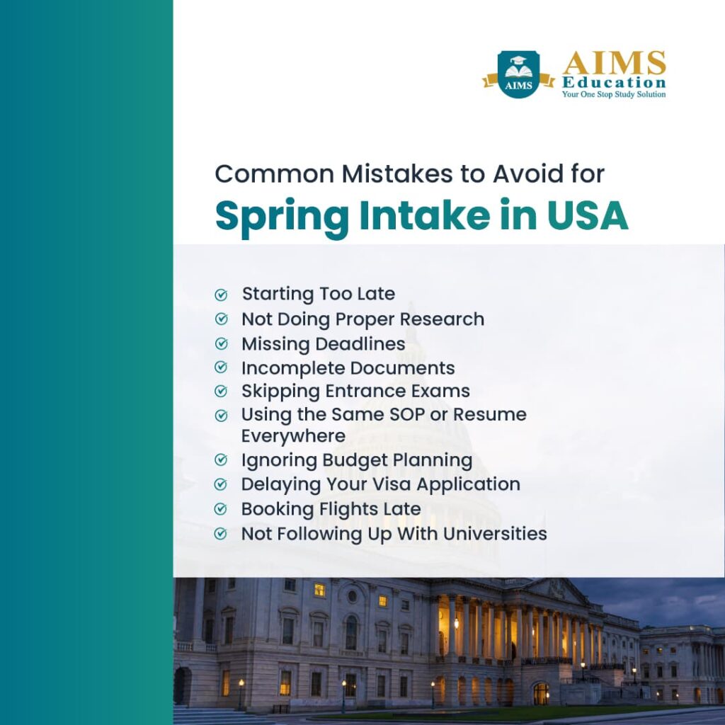 Checklist of common mistakes to avoid for Spring Intake