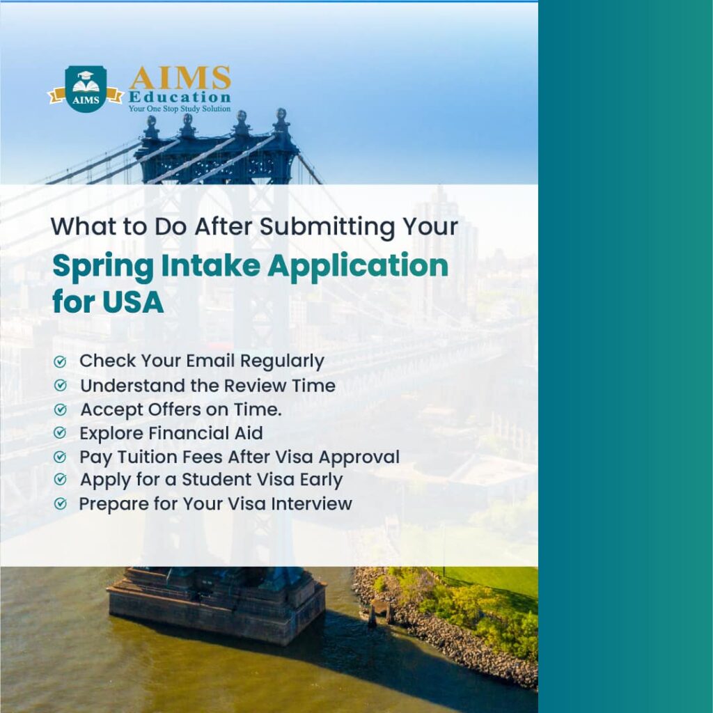 Checklist of important steps after submitting Spring Intake